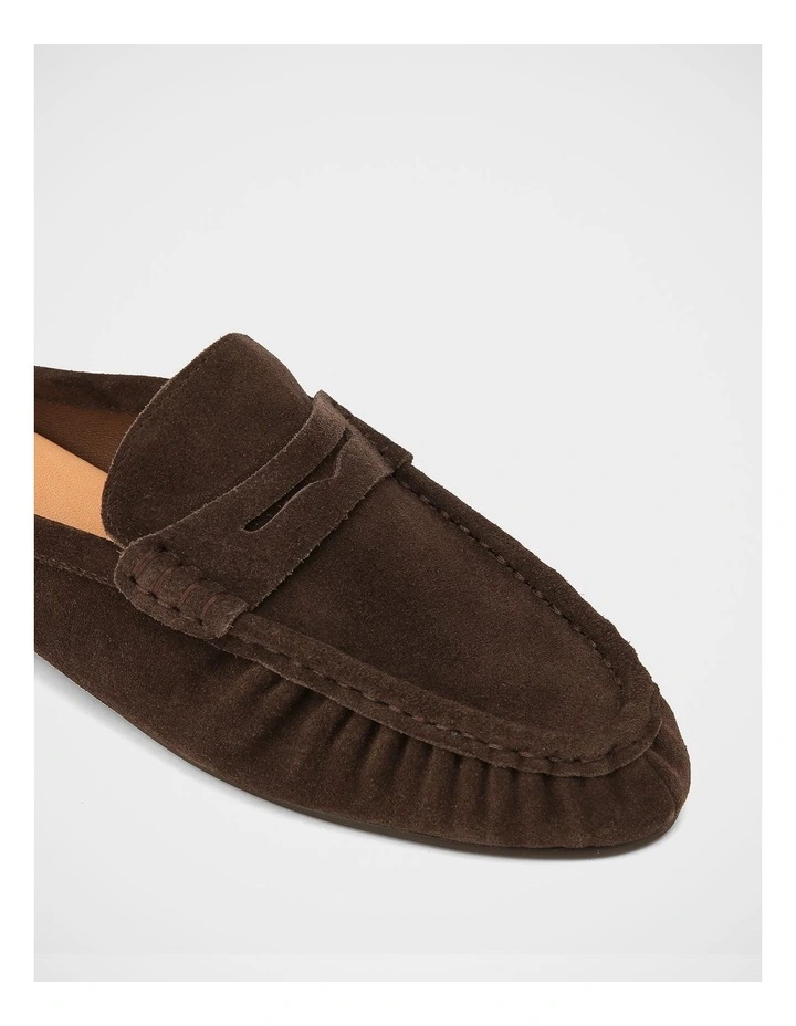 Bronn Suede Leather Backless Loafers in Espresso image 3