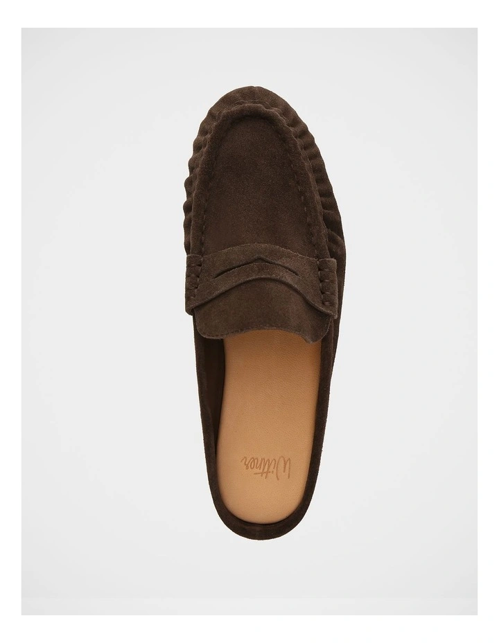 Bronn Suede Leather Backless Loafers in Espresso image 5