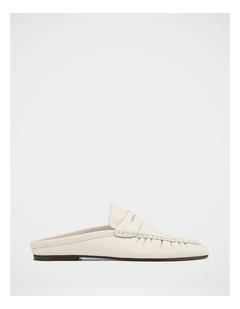 Bronn Leather Backless Loafer in Ivory