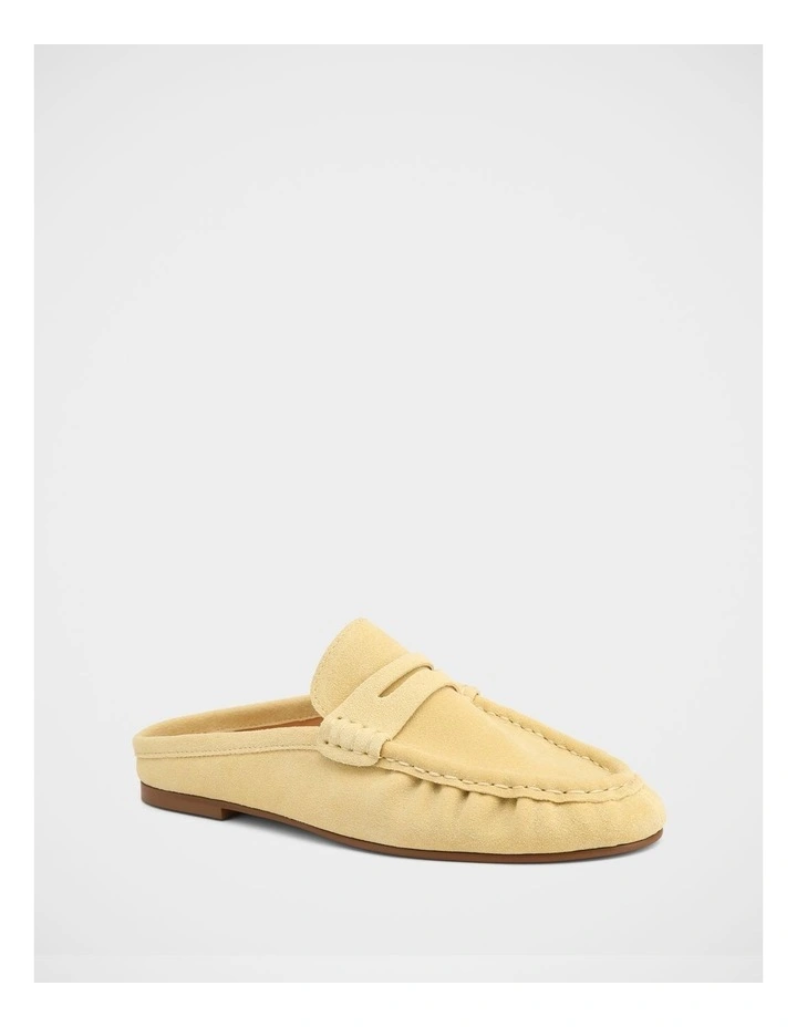 Bronn Suede Leather Backless Loafers in Lemon image 2