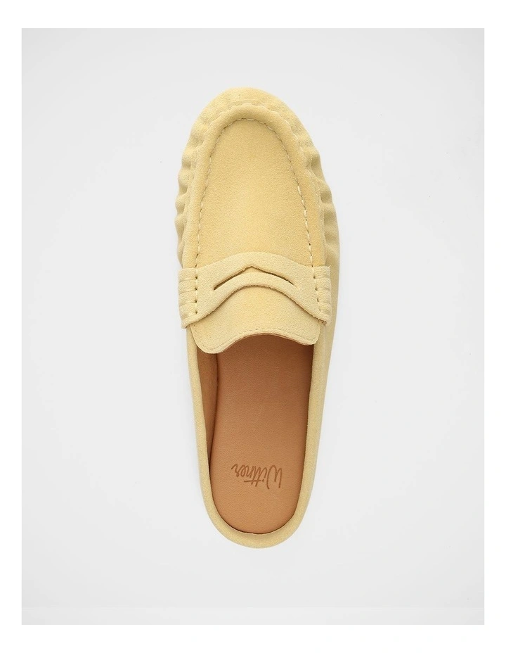 Bronn Suede Leather Backless Loafers in Lemon image 5