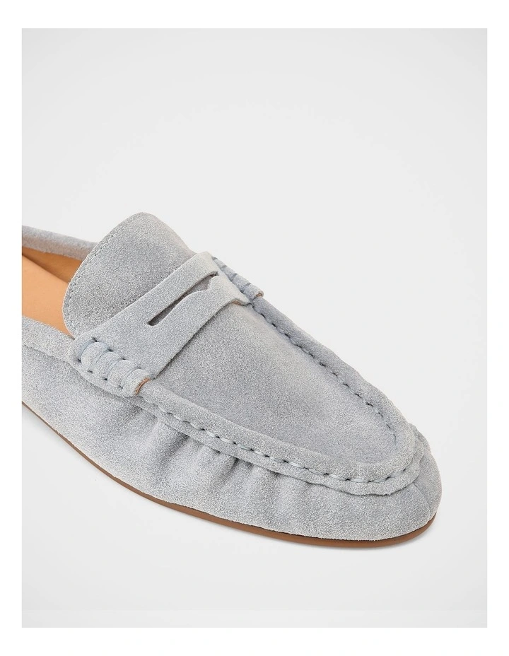 Bronn Suede Leather Lackless Loafers in Soft Blue image 3