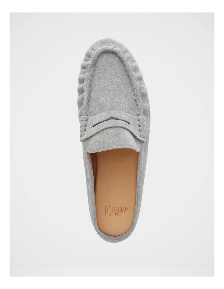 Bronn Suede Leather Lackless Loafers in Soft Blue image 5