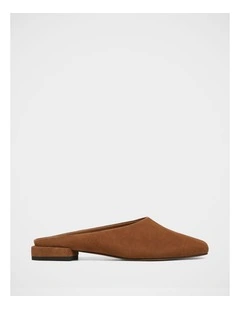 Dalton Suede Leather Mules in Chestnut