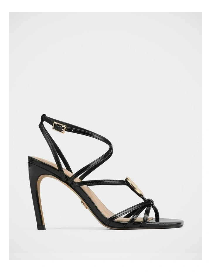 Tatum Crinkle Patent Leather Heels in Black image 1