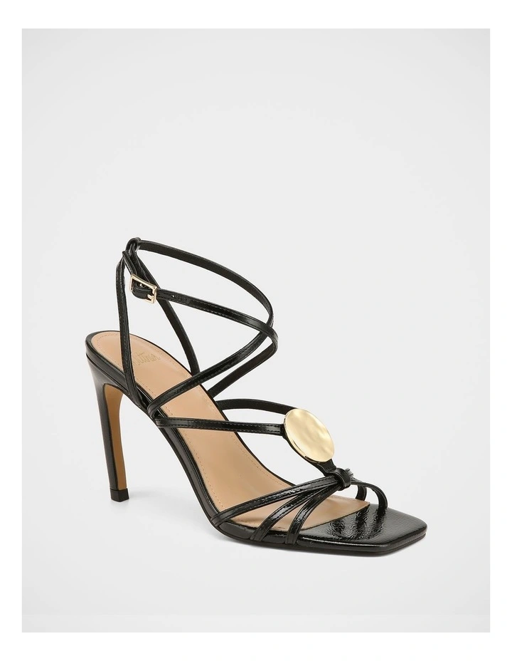 Tatum Crinkle Patent Leather Heels in Black image 2