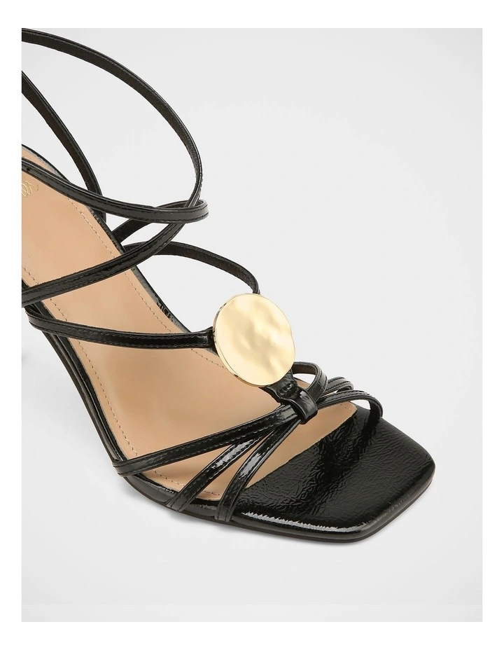 Tatum Crinkle Patent Leather Heels in Black image 3