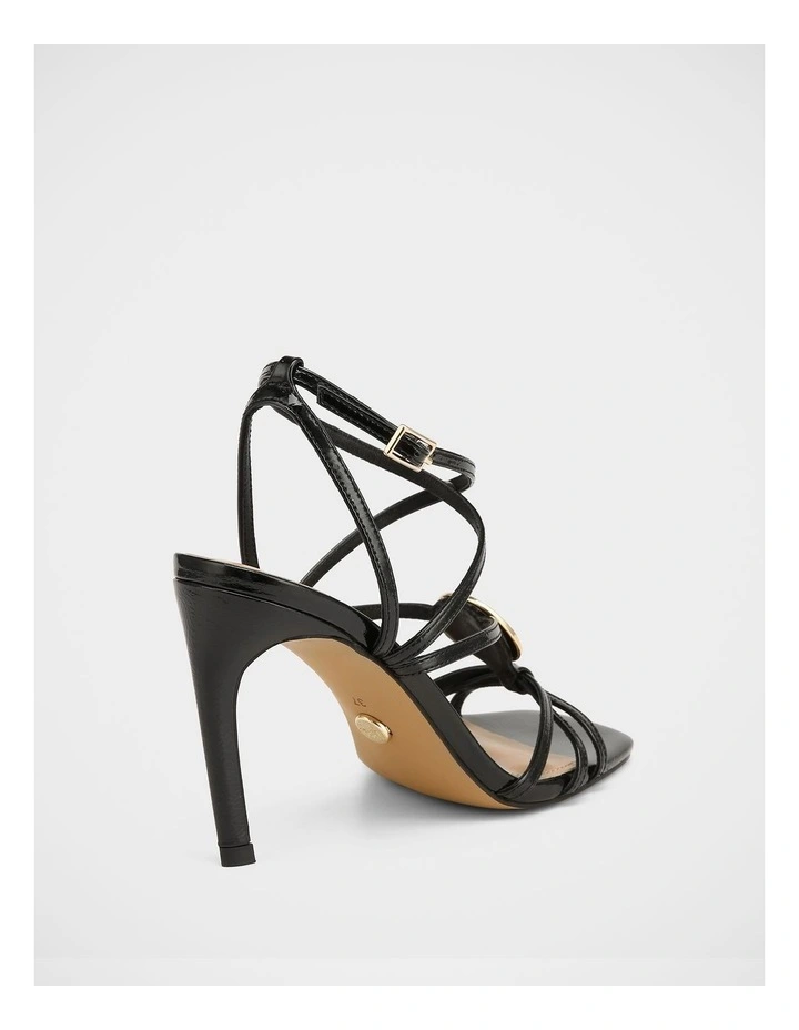 Tatum Crinkle Patent Leather Heels in Black image 4