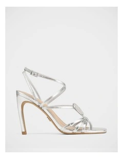Tatum Crinkle Metallic Leather Heels in Silver