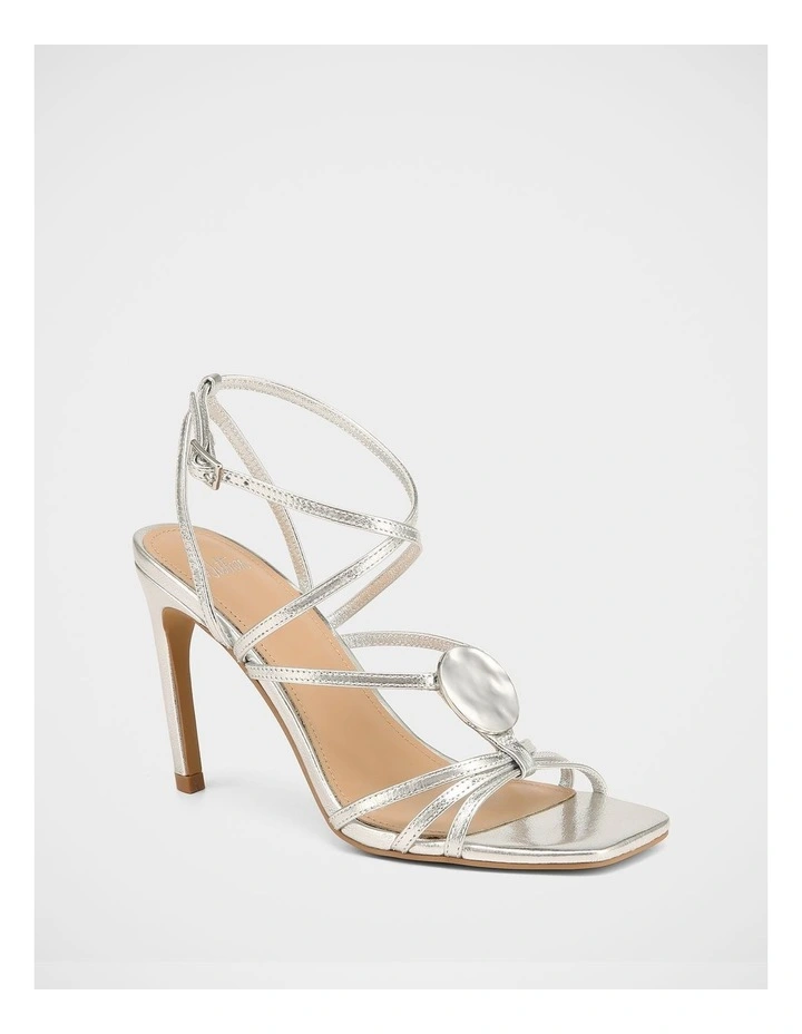 Tatum Crinkle Metallic Leather Heels in Silver image 2