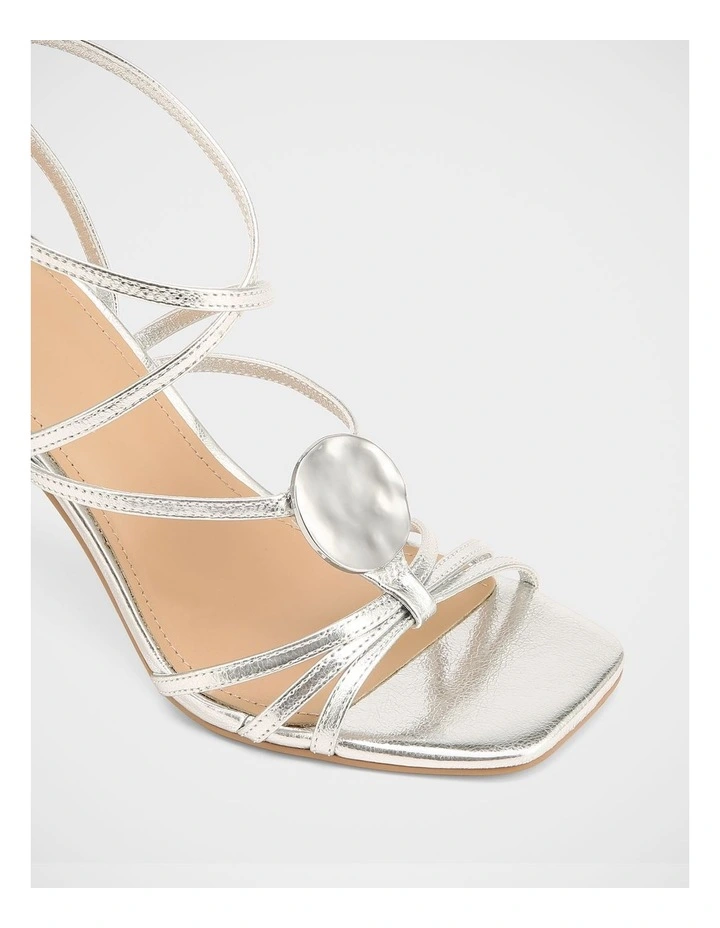 Tatum Crinkle Metallic Leather Heels in Silver image 3