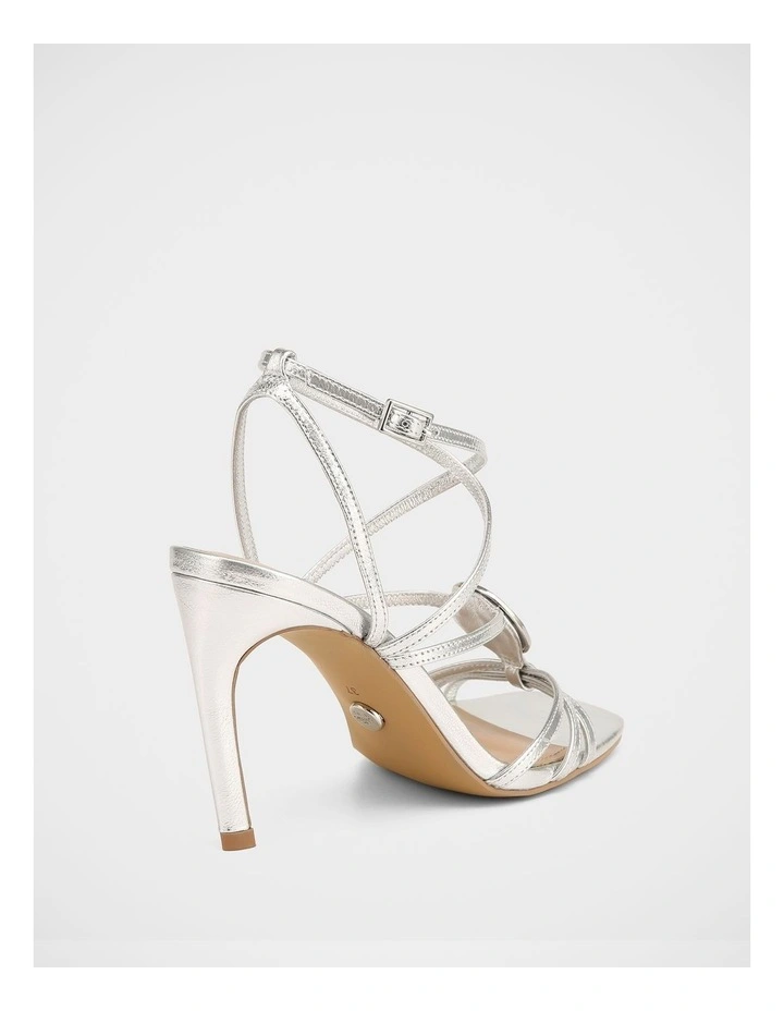 Tatum Crinkle Metallic Leather Heels in Silver image 4