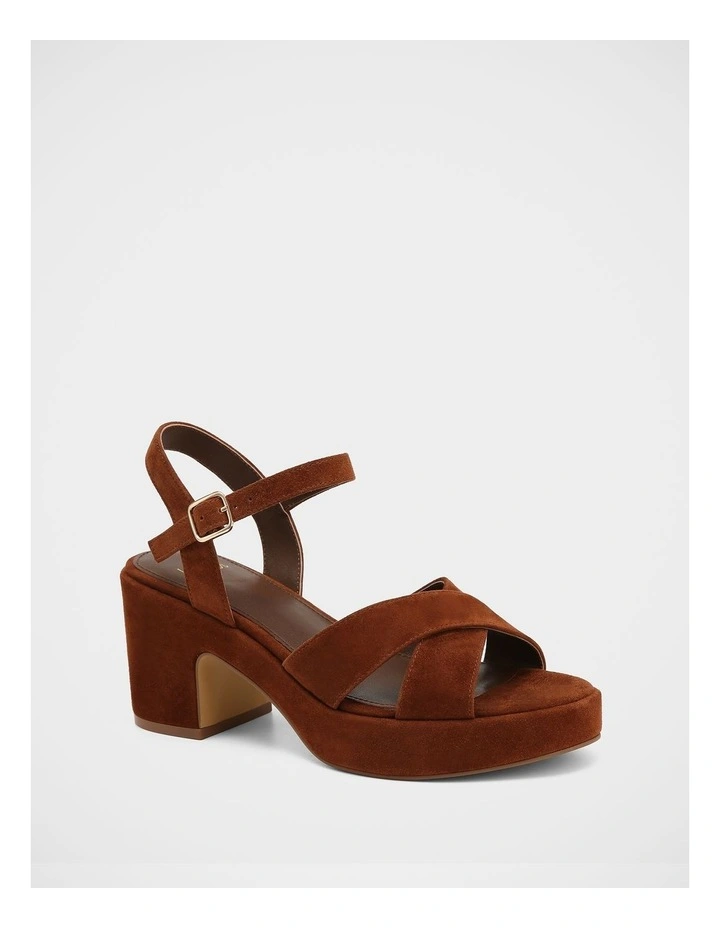 Monroe Suede Leather Sandals in Chestnut image 2
