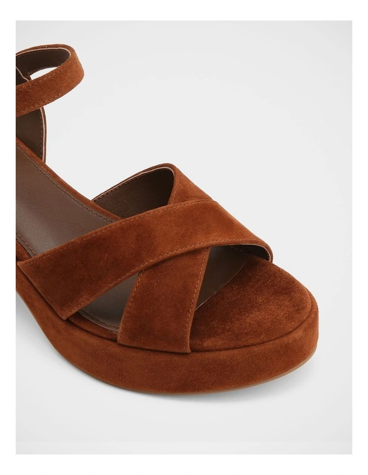 Monroe Suede Leather Sandals in Chestnut image 3