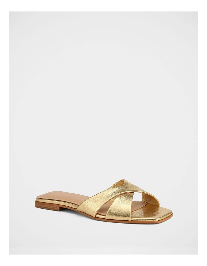 Emery Metallic Leather Slide Sandals in Gold image 2