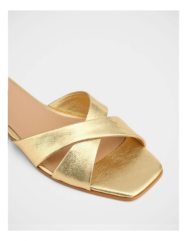 Emery Metallic Leather Slide Sandals in Gold image 3