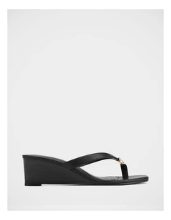 Miley Leather High Wedges in Black