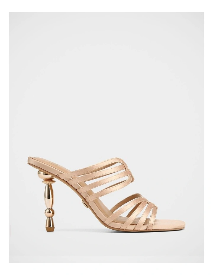 Yasmin Satin Heel Sandals in Champagne image 1