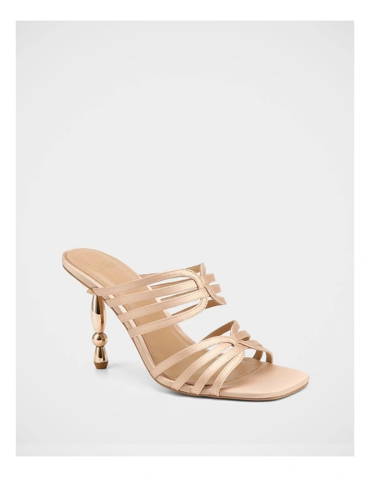 Yasmin Satin Heel Sandals in Champagne image 2