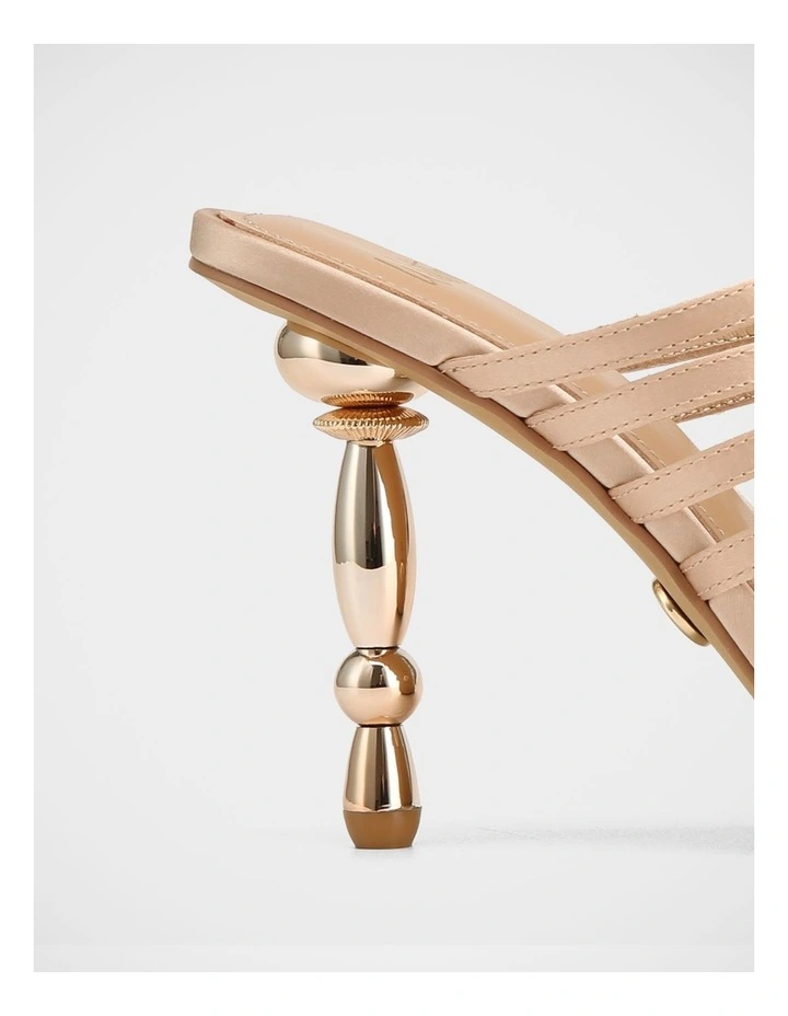 Yasmin Satin Heel Sandals in Champagne image 4