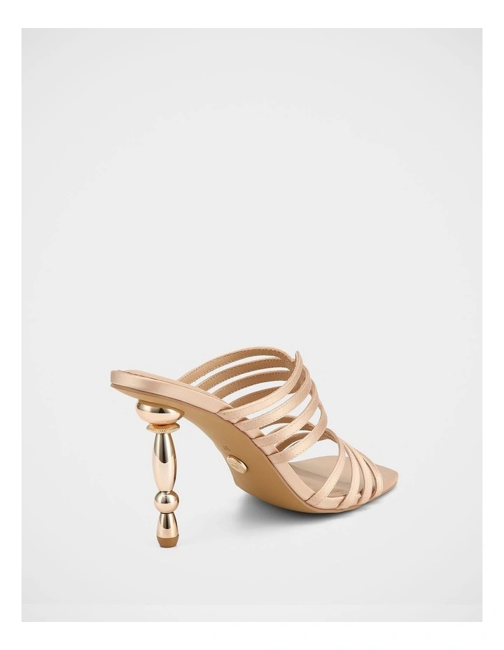 Yasmin Satin Heel Sandals in Champagne image 5