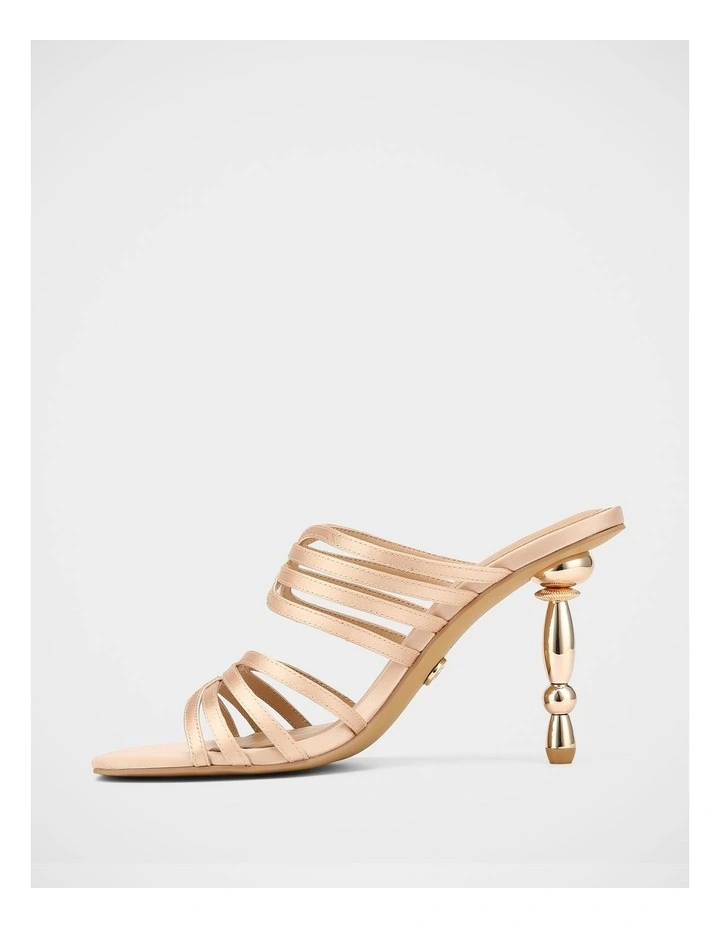 Yasmin Satin Heel Sandals in Champagne image 7