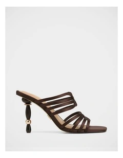 Yasmin Satin Heel Sandals In Espresso