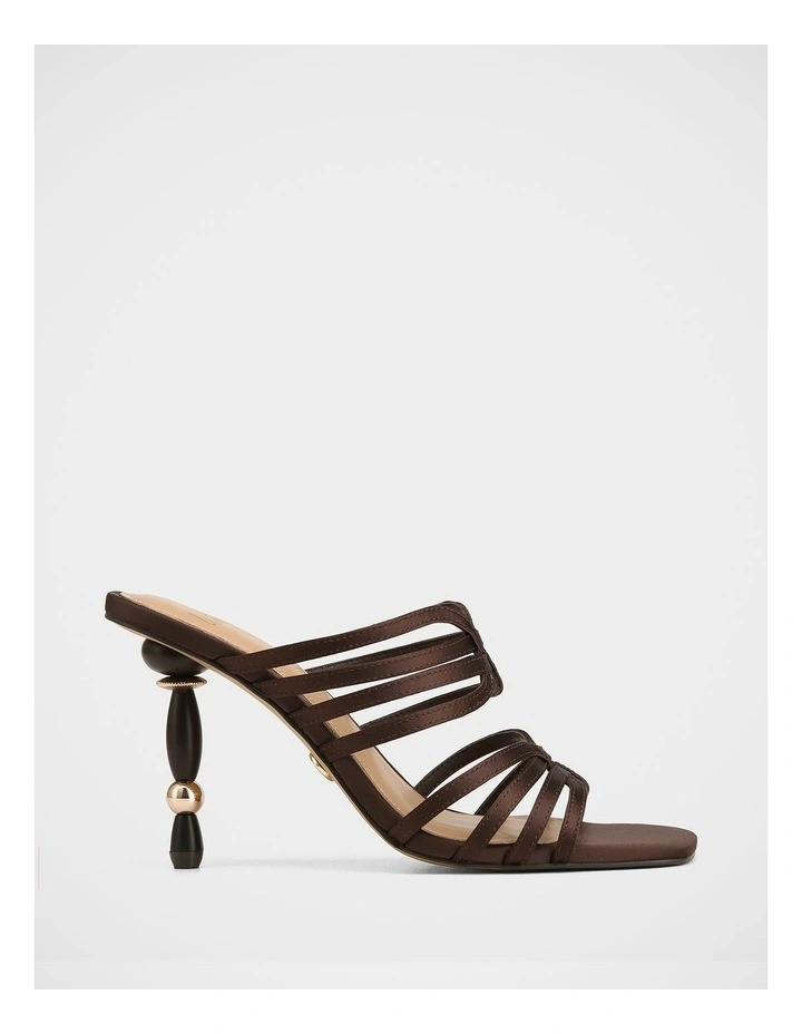 Yasmin Satin Heel Sandals In Espresso image 1