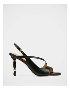 Yen Leather Heel Sandals in Black