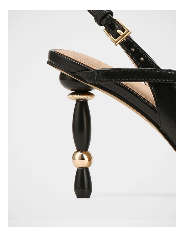 Yen Leather Heel Sandals in Black image 4