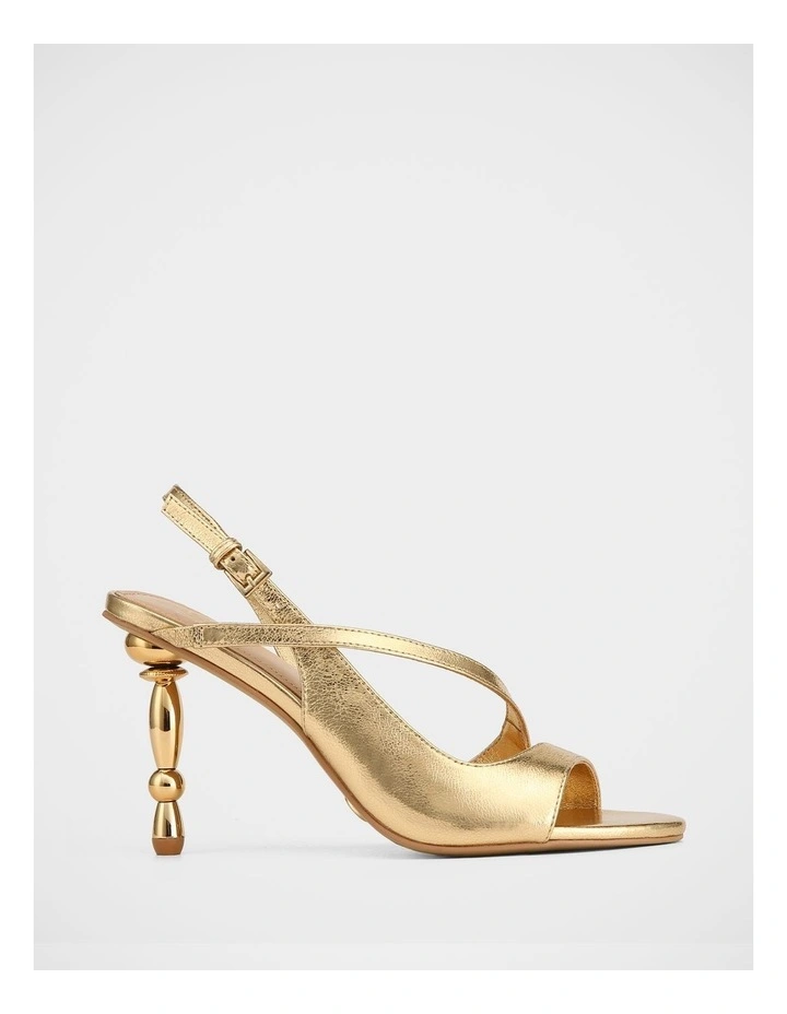 Yen Metallic Leather Heel Sandals in Gold image 1