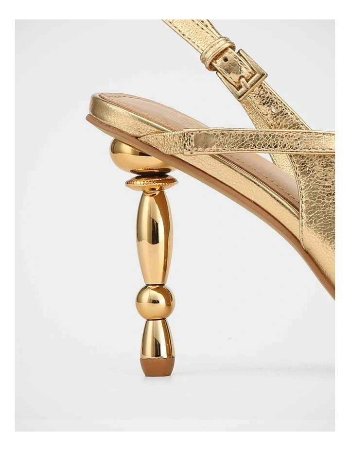 Yen Metallic Leather Heel Sandals in Gold image 4