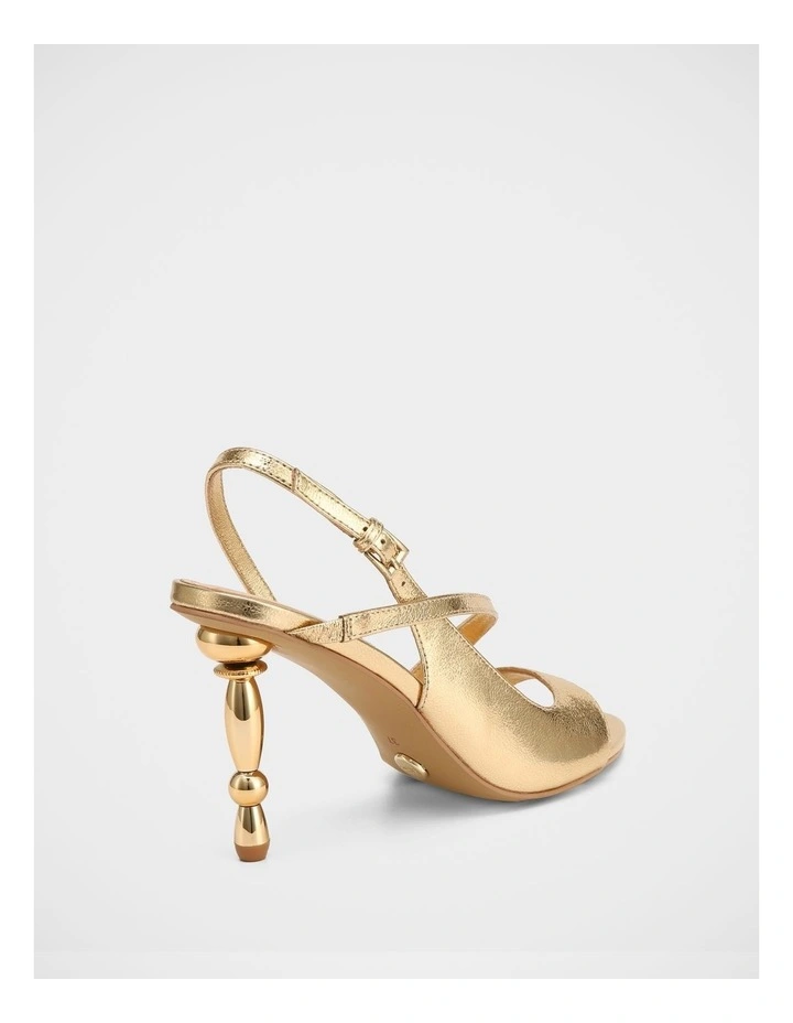 Yen Metallic Leather Heel Sandals in Gold image 5