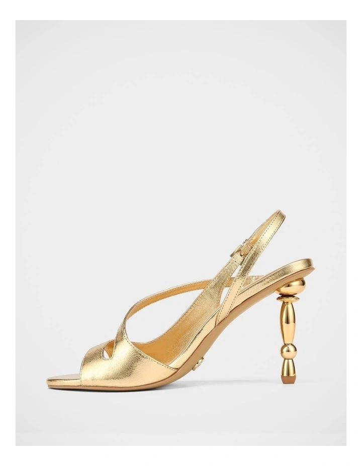 Yen Metallic Leather Heel Sandals in Gold image 7