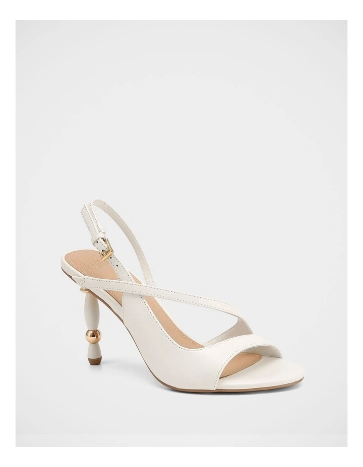 Yen Leather Heel Sandals in Optic White image 2