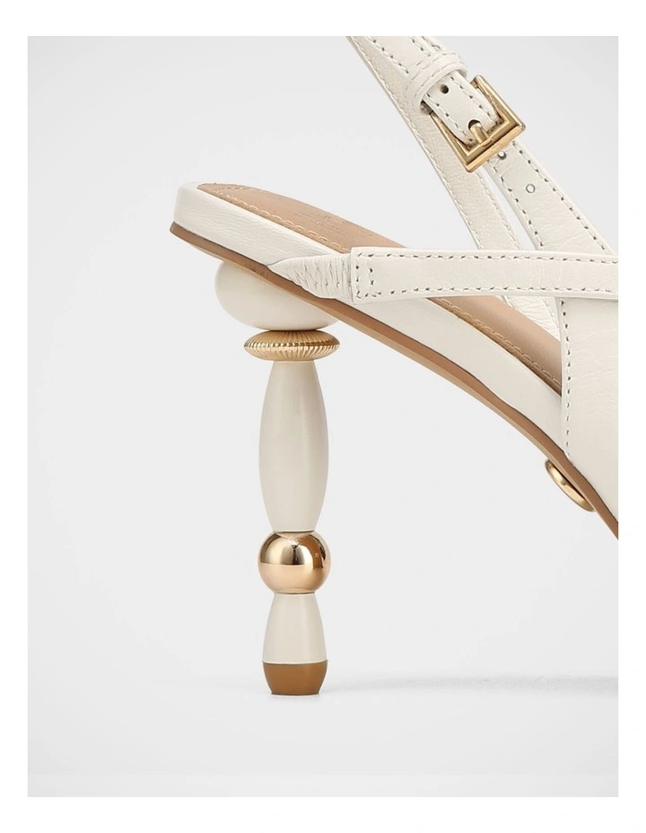 Yen Leather Heel Sandals in Optic White image 4
