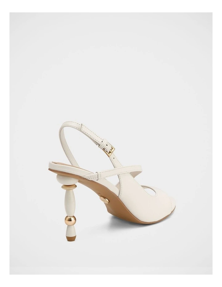Yen Leather Heel Sandals in Optic White image 5
