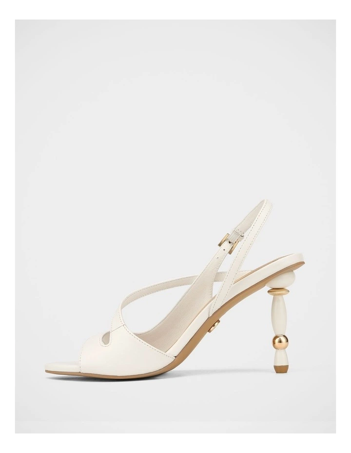 Yen Leather Heel Sandals in Optic White image 7