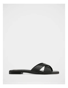 Emery Leather Slide Sandals in Black