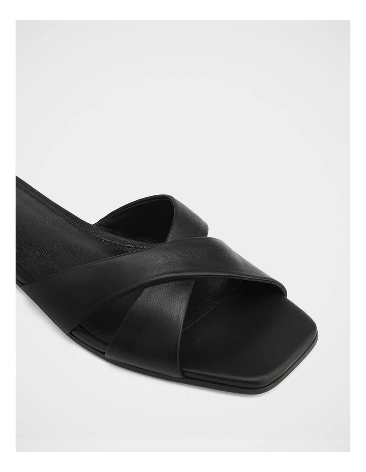 Emery Leather Slide Sandals in Black image 3