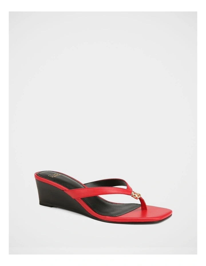 Miley Leather Wedge in Red image 2