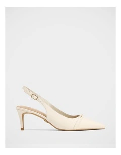 Luca Leather Slingback in Off Ehite