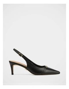 Luca Leather Slingback in Black