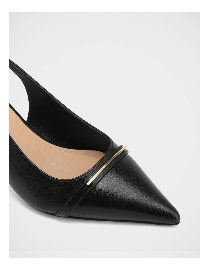 Luca Leather Slingback in Black image 3