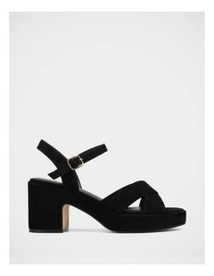Monroe Suede Leather Sandals in Black