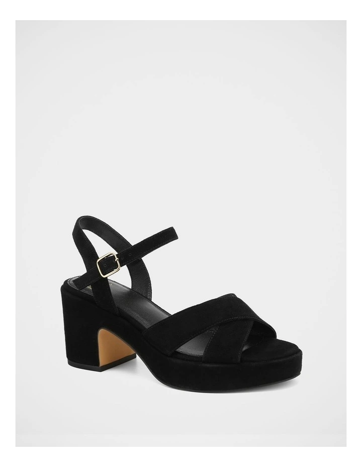 Monroe Suede Leather Sandals in Black image 2