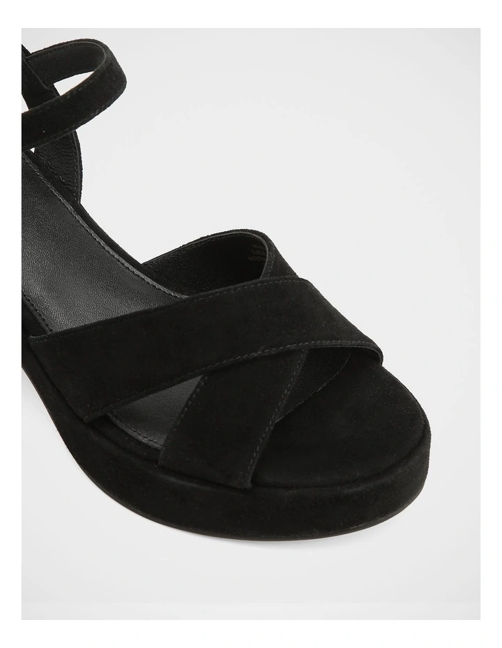 Monroe Suede Leather Sandals in Black image 3