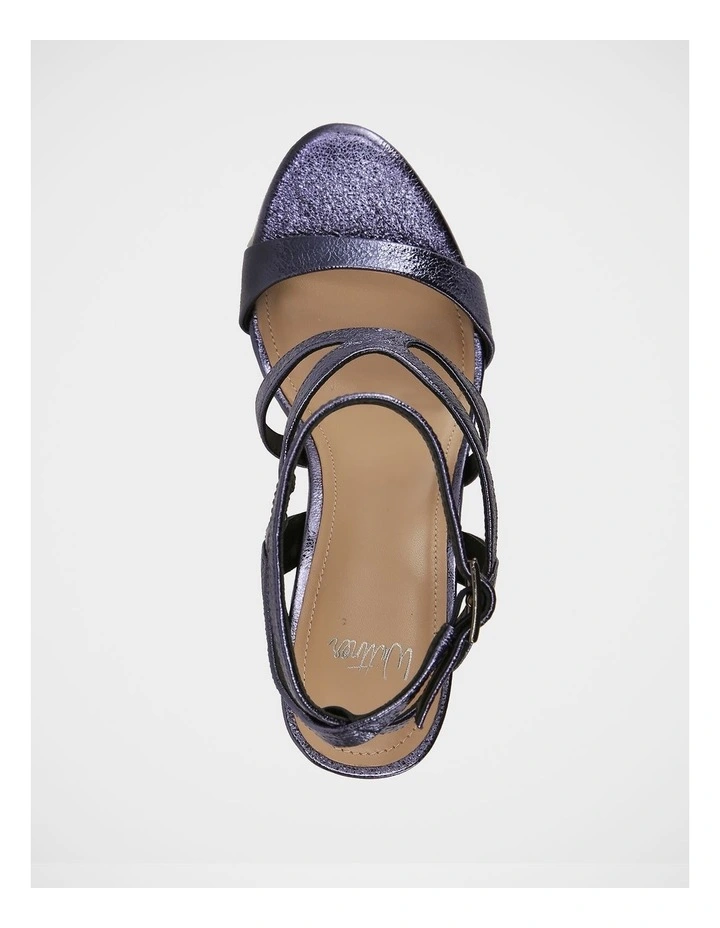 Uma Metallic Leather Sandals in Blue image 5