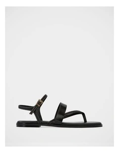 Diego Leather Sandal in Black