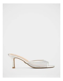 Gem Mesh Textile Sandals in Silver